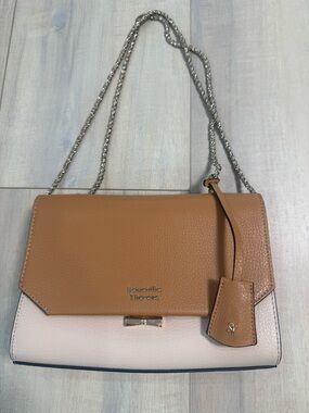 Samantha Thavasa Two-Tone Leather Shoulder Bag - Camel & Blush